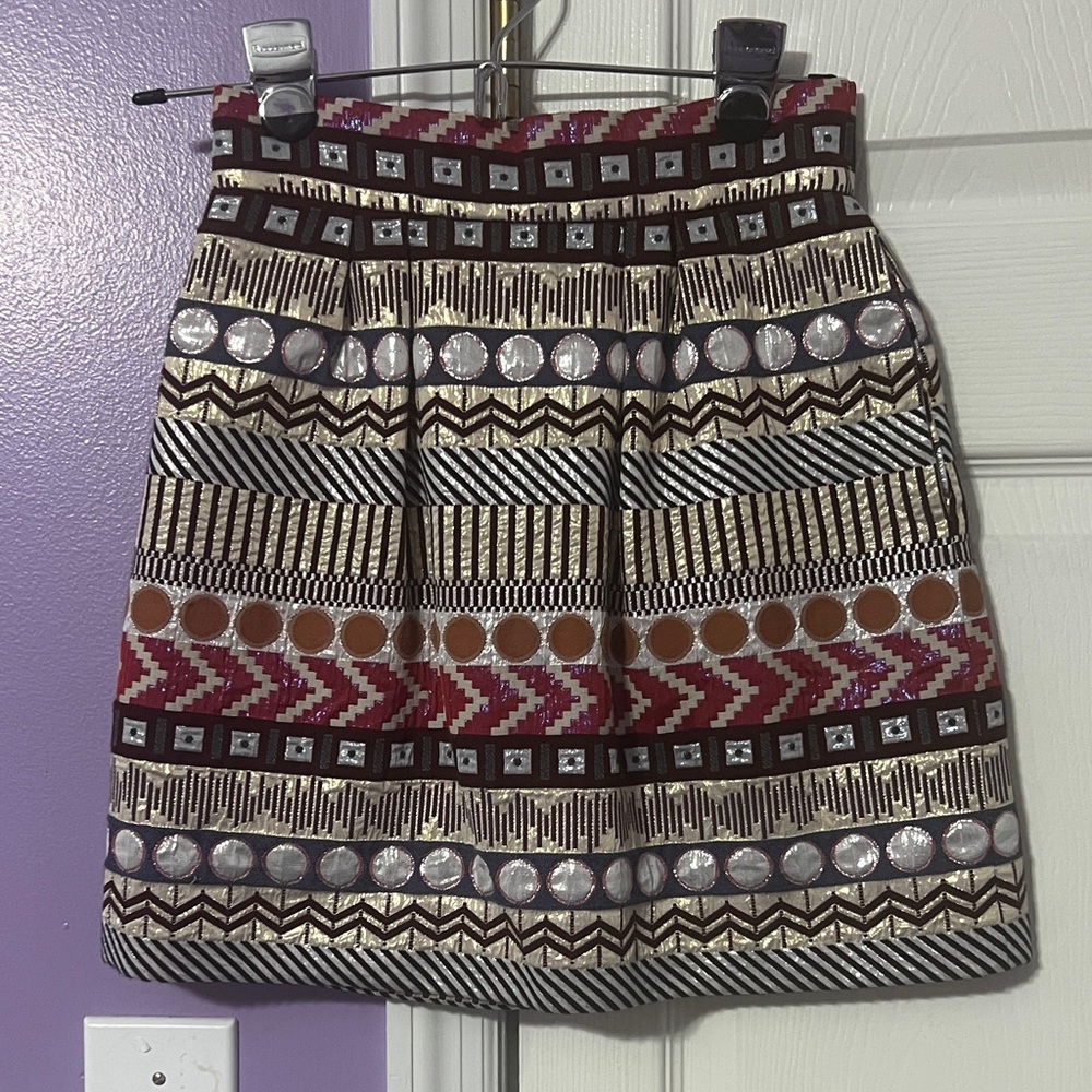 Nomad Geometric Mini Skirt - Red, Pink, Orange, Silver